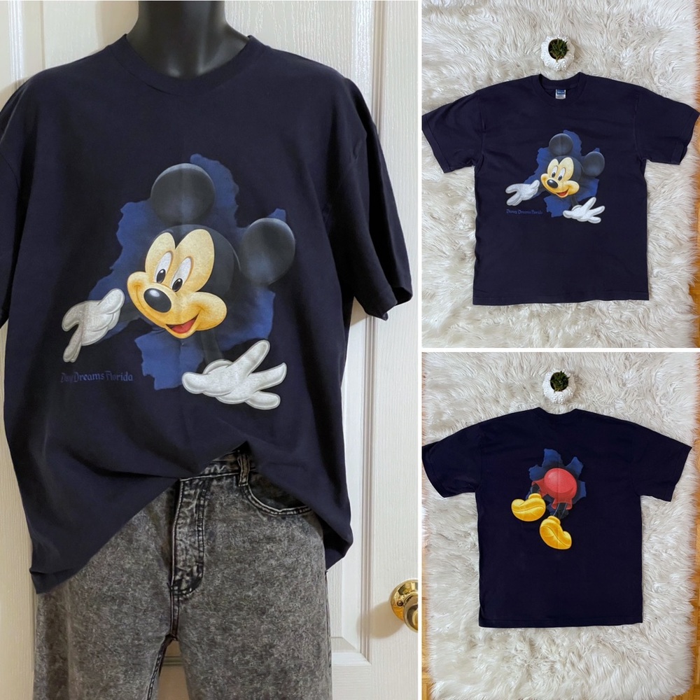 EUC Disney Mickey Mouse graphic crewneck s/s navy t-shirt, XL